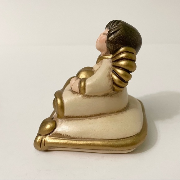 Vintage Thun Sleeping Angel with Gold Heart Ceramic Figurine Italy - Picture 2 of 11